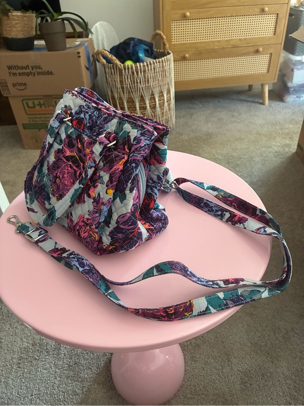 Vera Bradley Floral Quilted Crossbody in Purple, Teal & Pink-NWOT